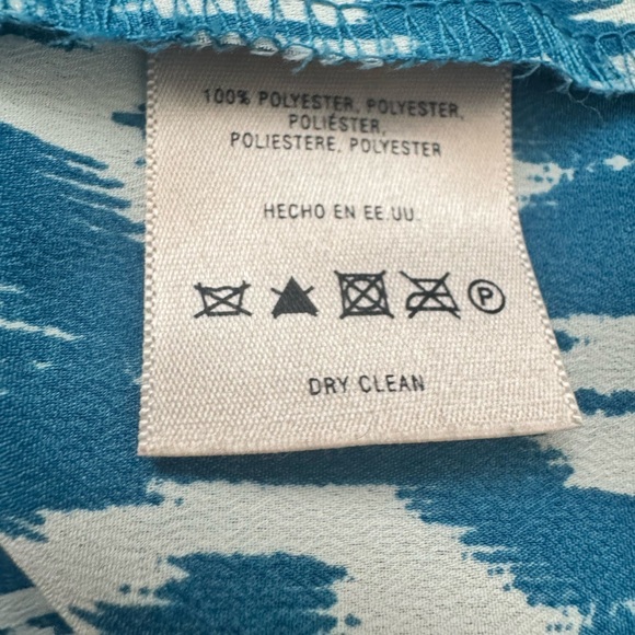 Maeve Anthropologie Ikat Button Down Dress 3/4 Sleeves Geometric Turquoise White - Picture 4 of 5